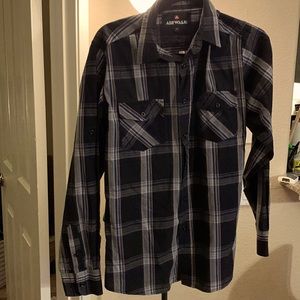 Vintage air walk flannel shirt. Black with plaid design